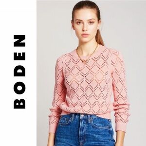 Boden NEW Women’s Enid Puff Sleeve Sweater Pink Milkshake Size XL NWT